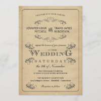 Invitations de mariage de parchemin fleuri vintage