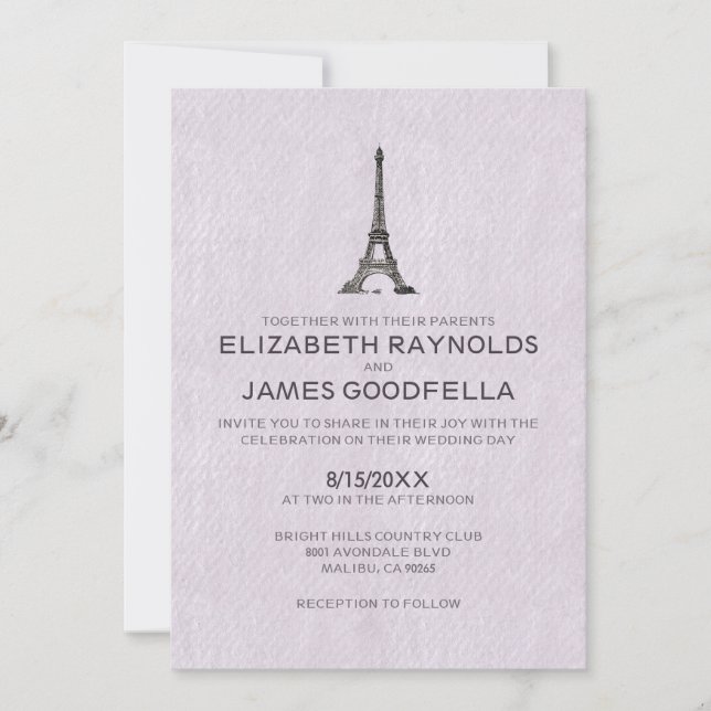 Invitations de mariage de Paris (Devant)
