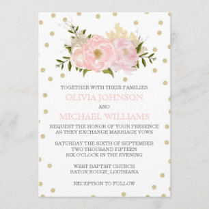Invitations de mariage de pivoine de parties