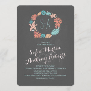 Invitations de mariage de plage Chalkboard