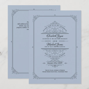 Invitations de mariage de régence Vintage Dusty Bl