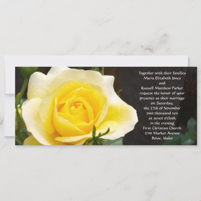 Invitations de mariage de rose jaune vif (Devant)