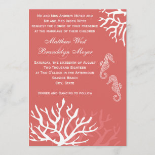Invitations de mariage de Sea Coral Seahorse