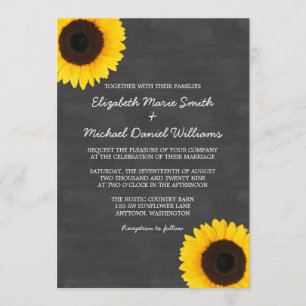Invitations de mariage de tableau de tournesol
