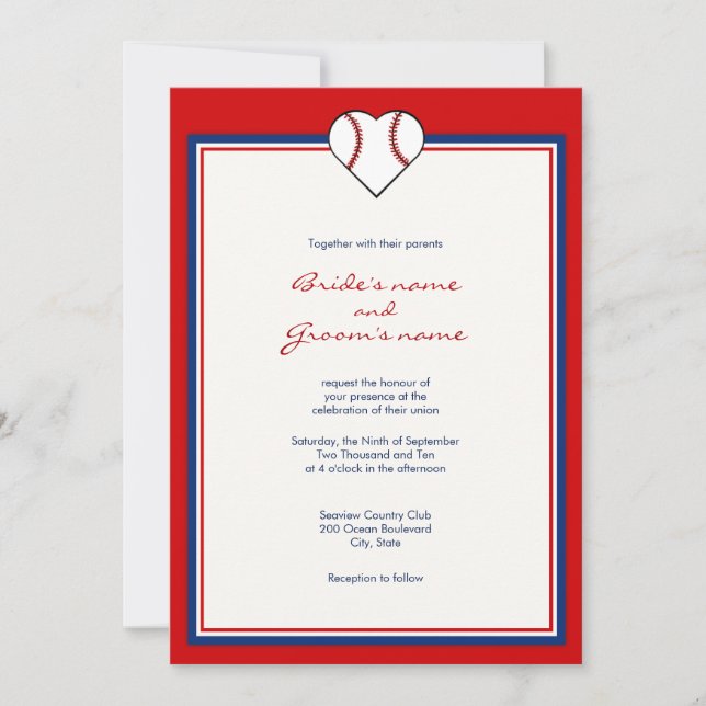 Invitations de mariage de thème de base-ball (Devant)
