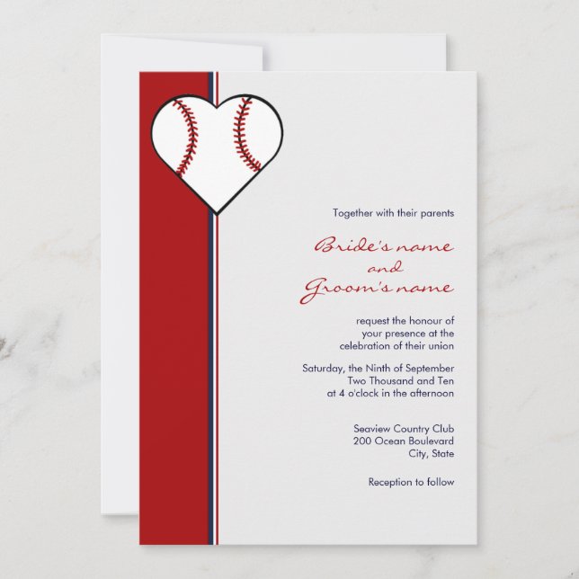 Invitations de mariage de thème de base-ball (Devant)