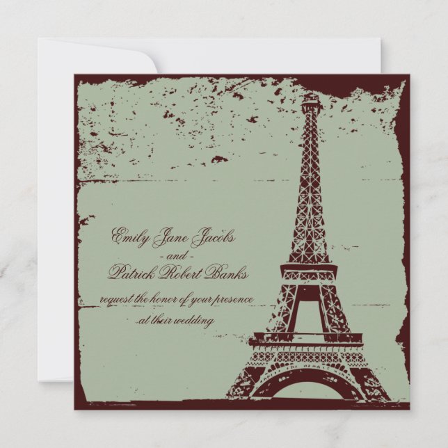Invitations de mariage de Tour Eiffel (Devant)
