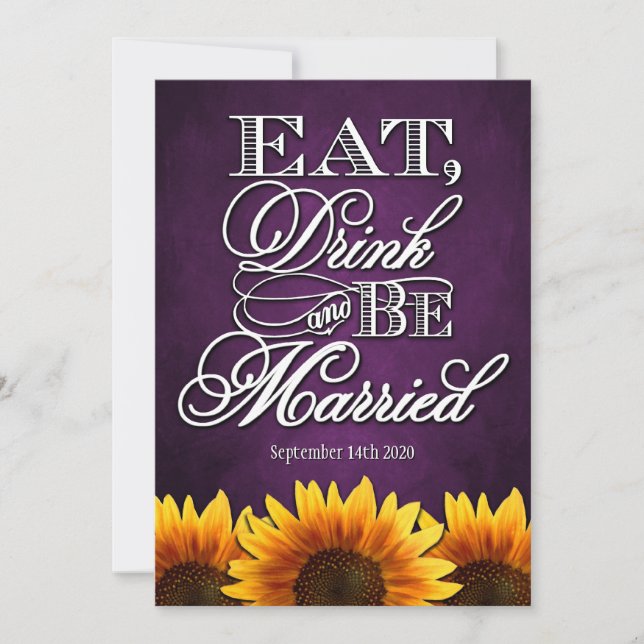 Invitations de mariage de tournesol en tableau rou (Devant)