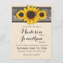 Invitations de mariage de tournesol rustique