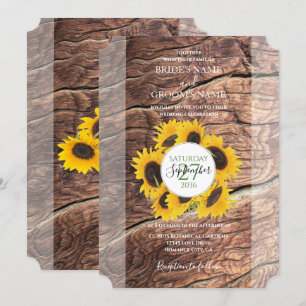 Invitations de mariage de tournesol rustique