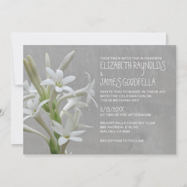 Invitations de mariage de Tuberose (Devant)