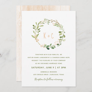 Invitations de mariage de verdure Wreath - Peach