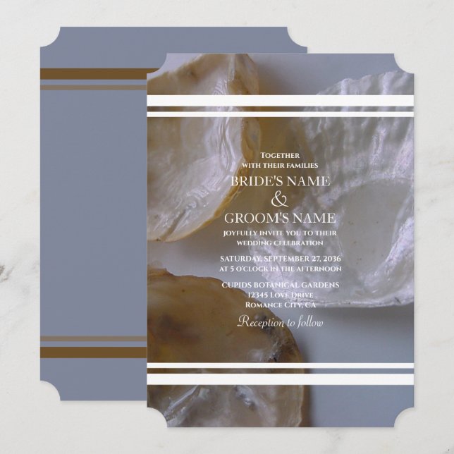 Invitations de mariage des clams de plage (Devant / Derrière)