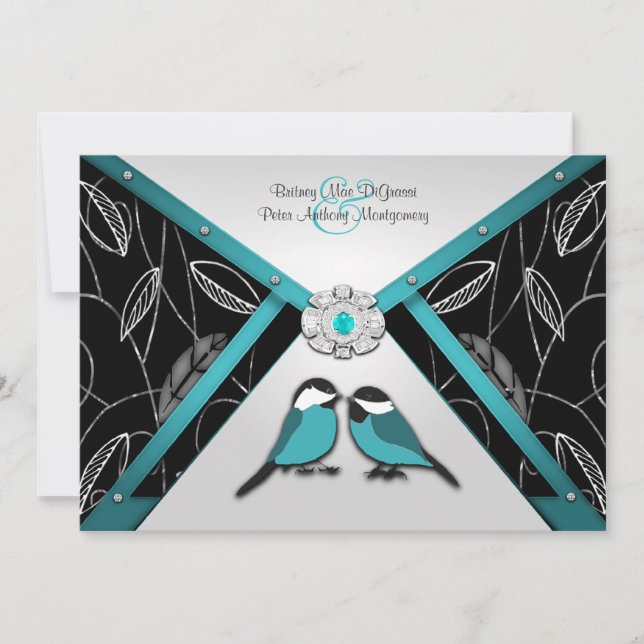 Invitations de mariage des Inséparables bleus d'ar (Devant)