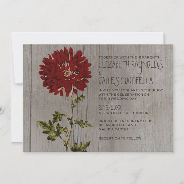 Invitations de mariage des mamans rustiques (Devant)