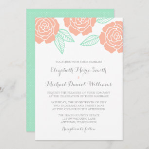 Invitations de mariage des Roses modernes Mint et 