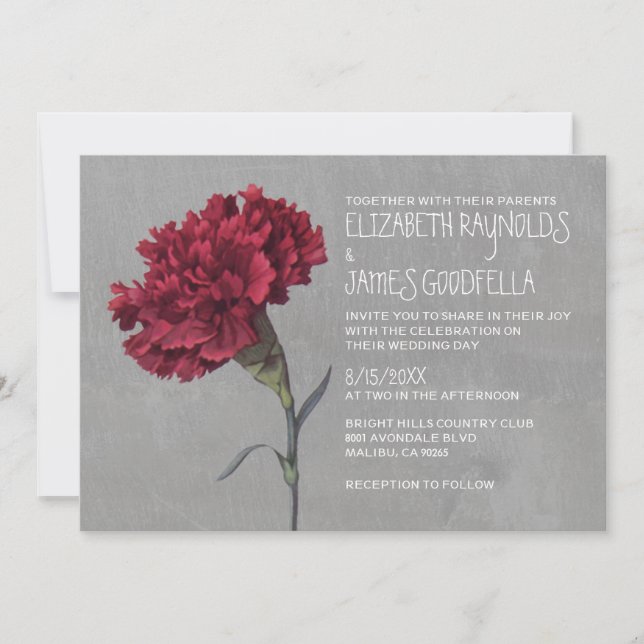 Invitations de mariage d'oeillet (Devant)