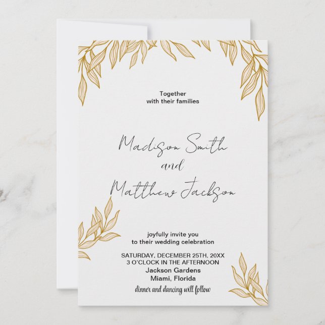 Invitations de mariage du blé (Devant)
