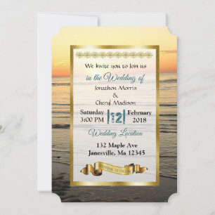 Invitations de mariage du coucher de soleil sur l'