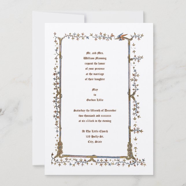 Invitations de mariage du dragon illuminé médiéval (Devant)