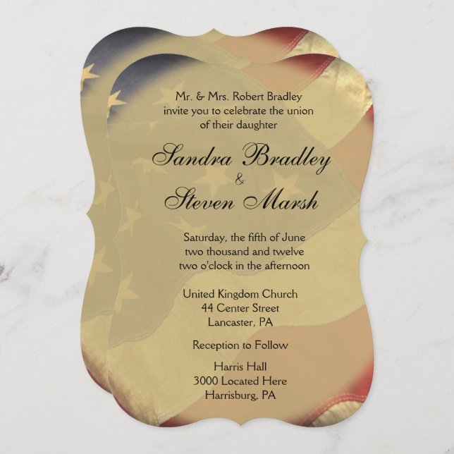 Invitations de mariage du drapeau américain (Devant / Derrière)