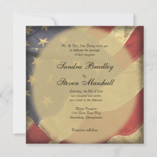 Invitations de mariage du drapeau américain en dét