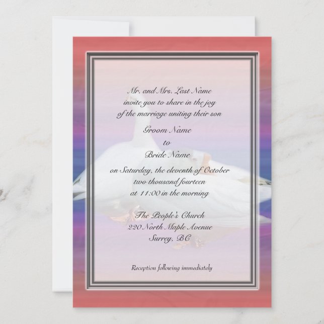 Invitations de mariage du parent de chambre (Devant)