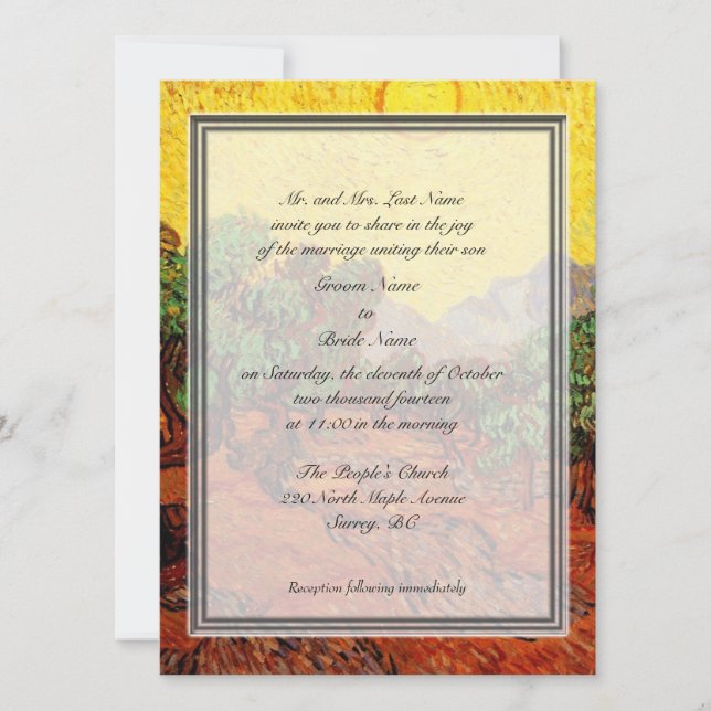 Invitations de mariage du parent de chambre (Devant)
