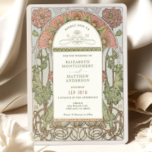 Invitations de mariage du pavot Art Nouveau par Mu