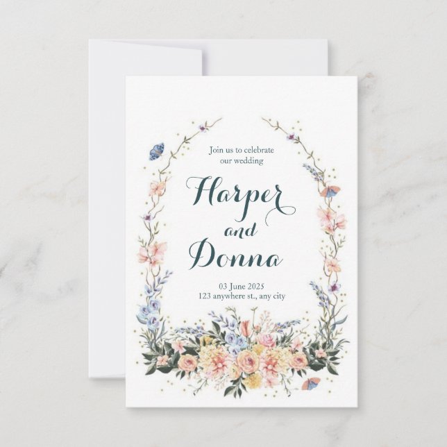 Invitations de mariage du printemps, Faire-part de (Devant)