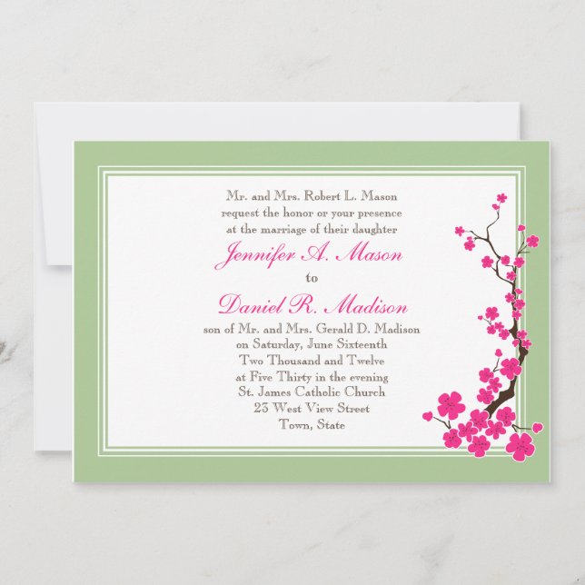 Invitations de mariage du printemps | Pink Dogwood (Devant)