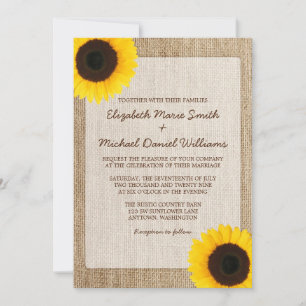 Invitations de mariage du tournesol de Burlap en R