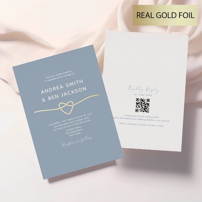 Invitations de mariage Dusty Blue et Gold Foil (Créateur téléchargé)