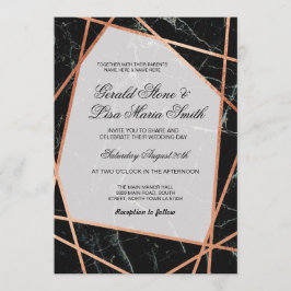 Invitations de mariage Elégant Rose en marbre noir