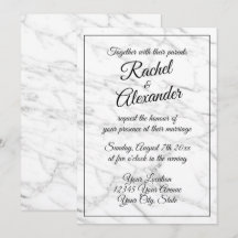 Invitations de mariage élégantes en marbre blanc