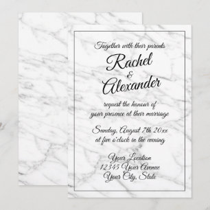 Invitations de mariage élégantes en marbre blanc