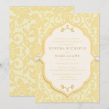 Invitations de mariage élégantes en or et en ivoir