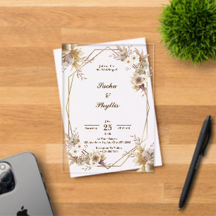 Invitations de mariage en acrylique beige et Brown