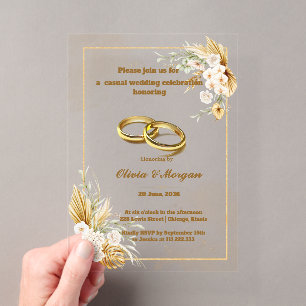 invitations de mariage en acrylique simple Beige e