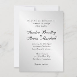 Invitations de mariage en argent élégant