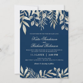 Invitations de mariage en argent et bleu marine