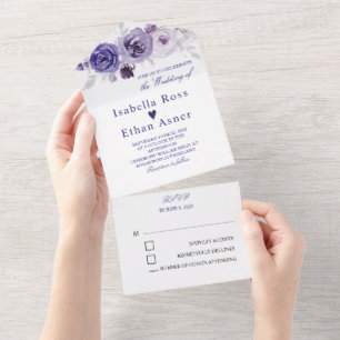 Invitations de mariage en argent et violet