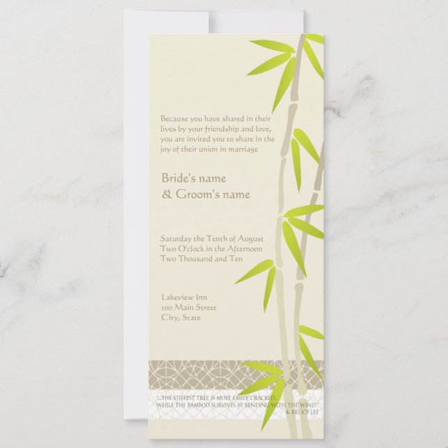 Invitations de mariage en bambou (Devant)