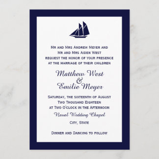 Invitations de mariage en bateau à voile bleu de l