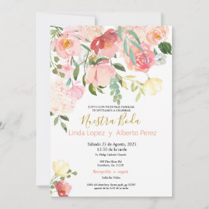 Invitations de mariage en espagnol rose