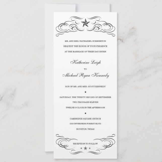 Invitations de mariage en étoile noire et champagn (Devant)
