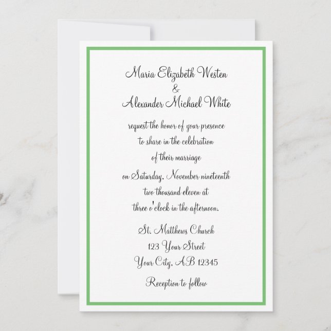 Invitations de mariage en mode vert (Devant)