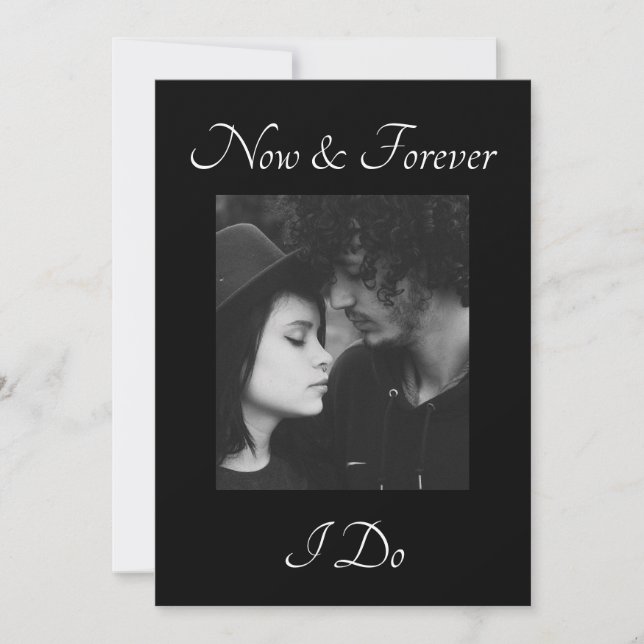 Invitations de mariage en noir et blanc simple (Devant)