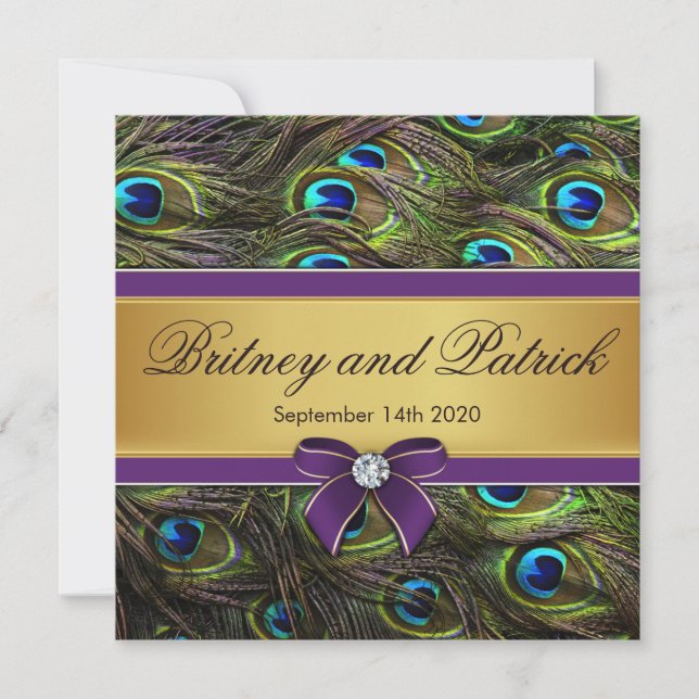 Invitations de mariage en plumes de paquebot viole (Devant)