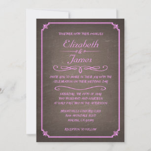Invitations de mariage en tableau de bord rose et 